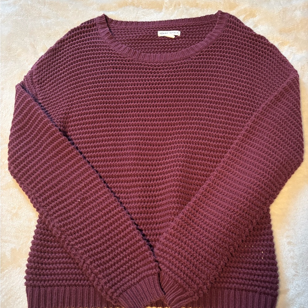 Aeropostal Women's Burgundy Knit Sweater